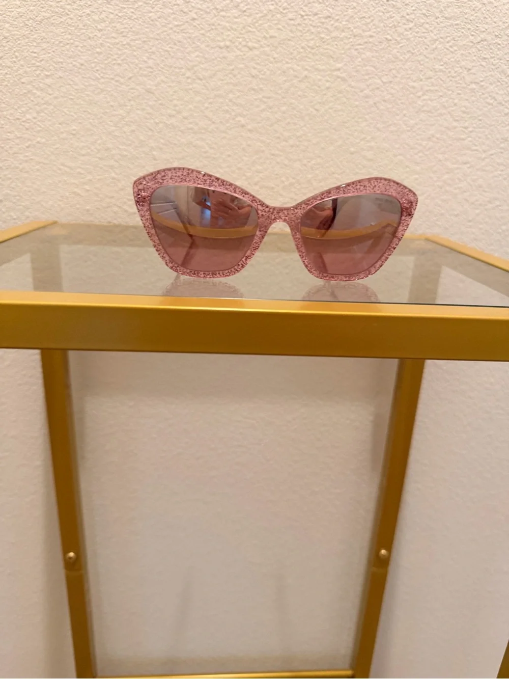 Miu Miu Pink Glitter Cat-Eye Sunglasses